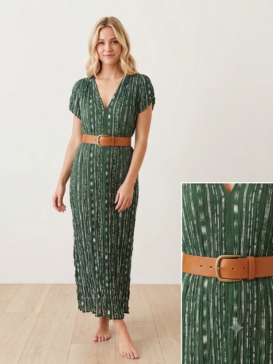 Anthropologie Dresses & Skirts - Anthropologie Green Patterned V-Neck Maxi Dress